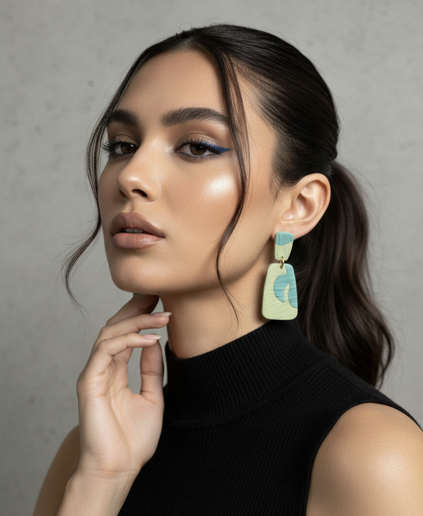 Handcrafted Earrings - Sage Wave