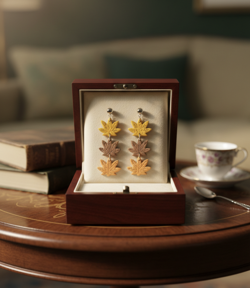 Handcrafted Earrings - Autumn Maple Leaves