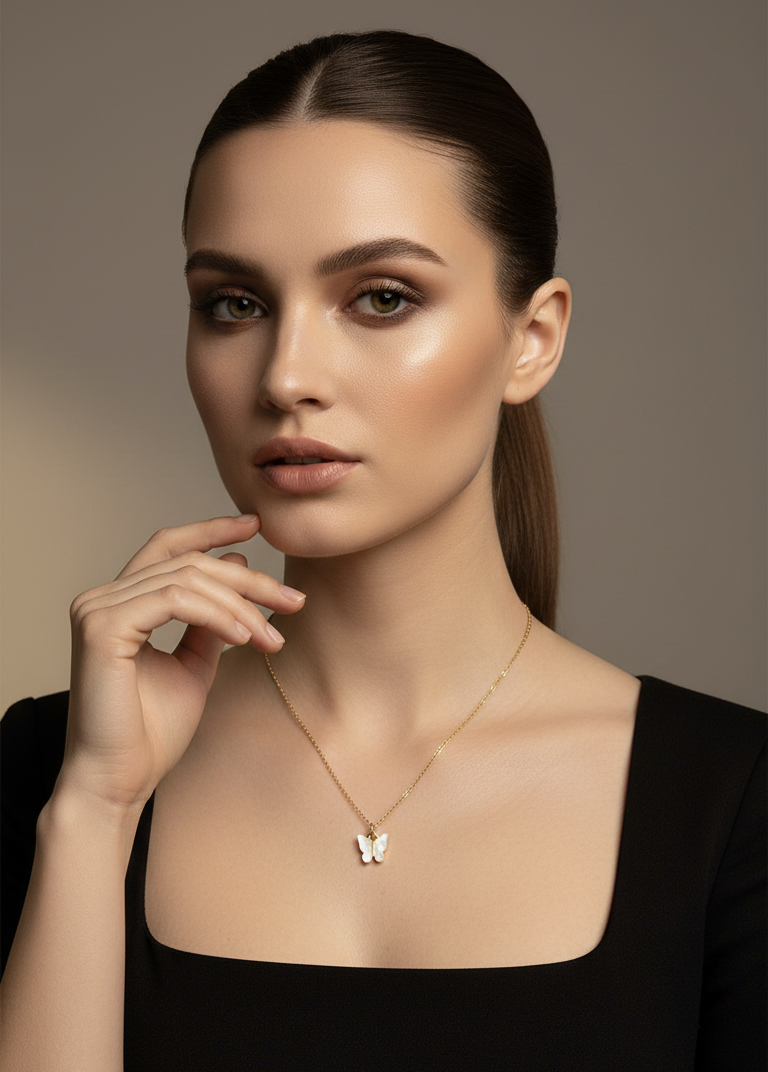 Handcrafted Necklace - White Butterfly