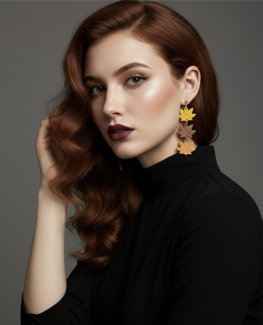 Handcrafted Earrings - Autumn Maple Leaves