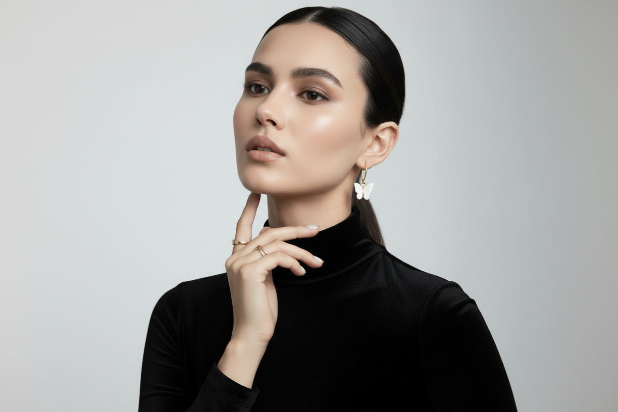 Handcrafted Earrings - White Butterfly