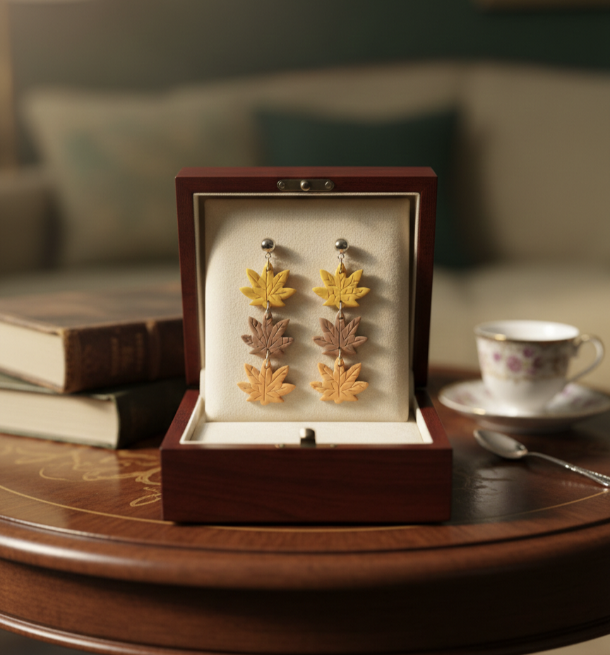 Handcrafted Earrings - Autumn Maple Leaves