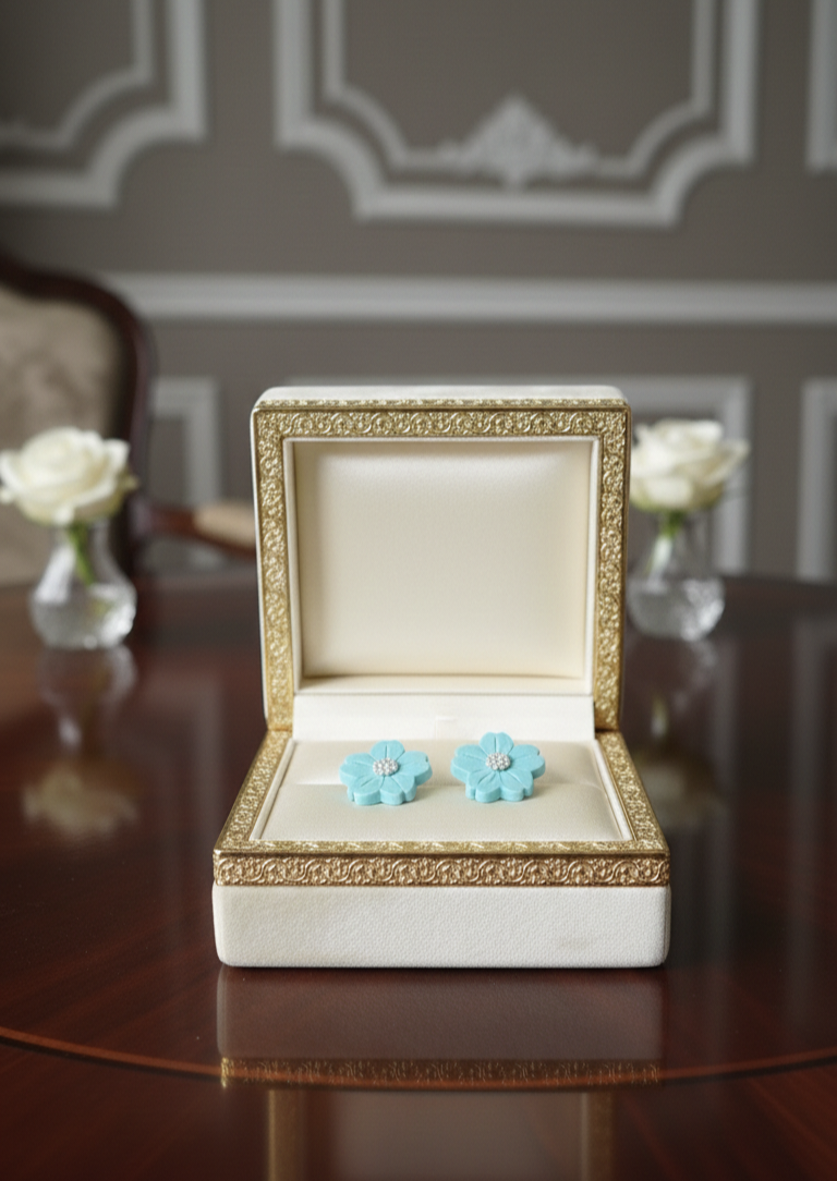 Handcrafted Earrings - Aqua Daisy