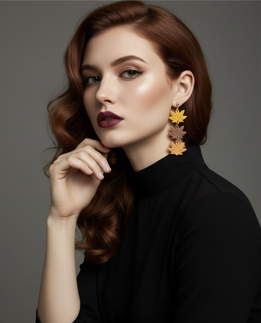 Handcrafted Earrings - Autumn Maple Leaves
