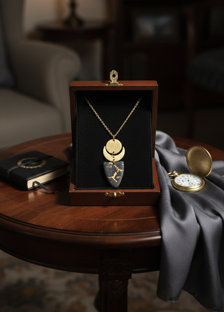 Handcrafted Necklace - Celestial Slate Drop