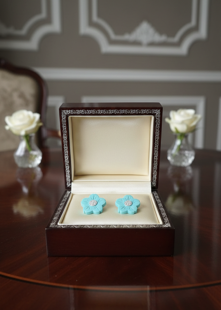 Handcrafted Earrings - Aqua Daisy