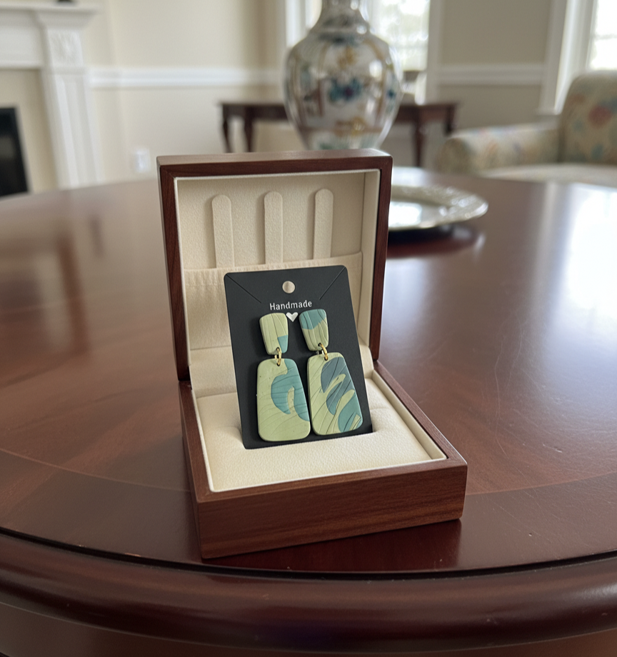 Handcrafted Earrings - Sage Wave
