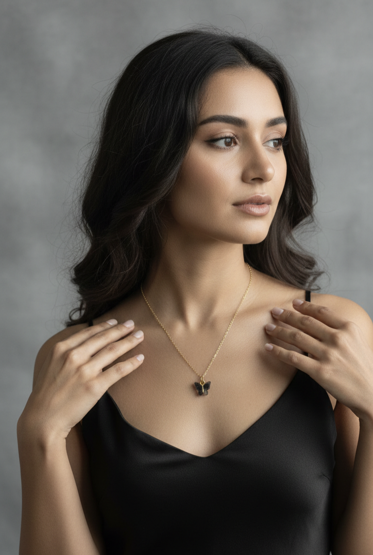 Handcrafted Necklace - Black Butterfly