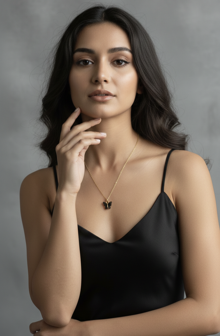 Handcrafted Necklace - Black Butterfly