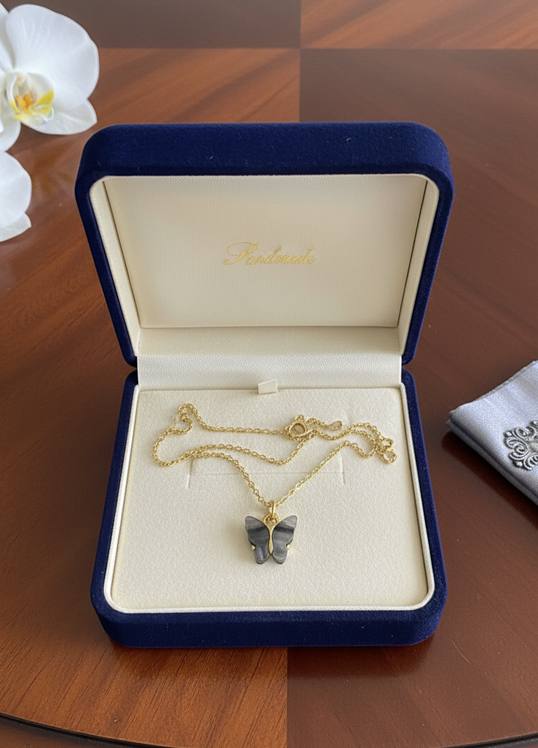 Handcrafted Necklace - Black Butterfly
