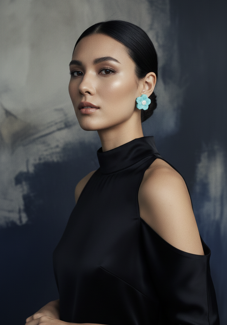 Handcrafted Earrings - Aqua Daisy