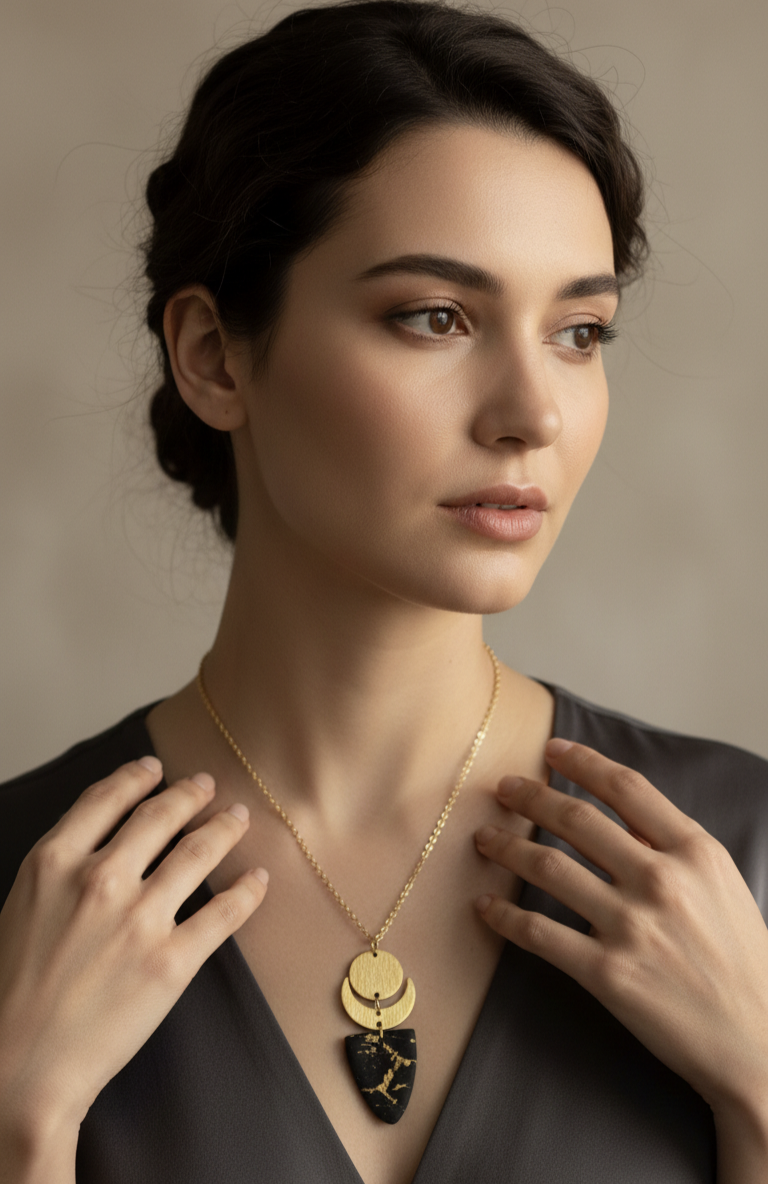 Handcrafted Necklace - Celestial Slate Drop