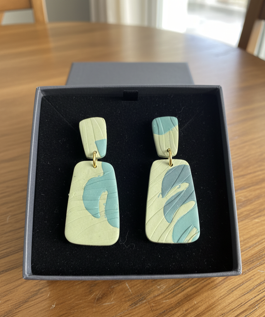 Handcrafted Earrings - Sage Wave