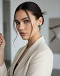 Handcrafted Earrings - Emerald Maple Leaf