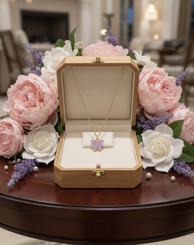 Handcrafted Necklace - Purple Butterfly
