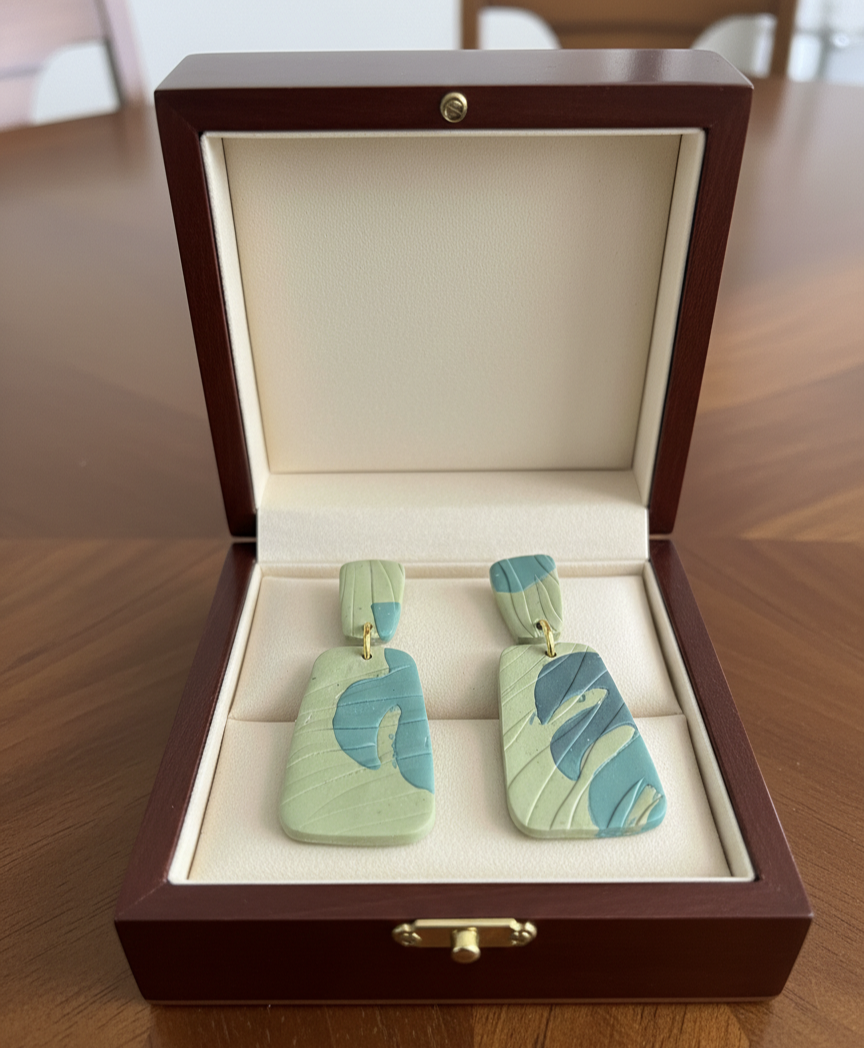 Handcrafted Earrings - Sage Wave